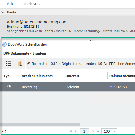 DocuWare Outlook Schnellsuche