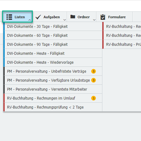 DocuWare Tasklisten Übersicht