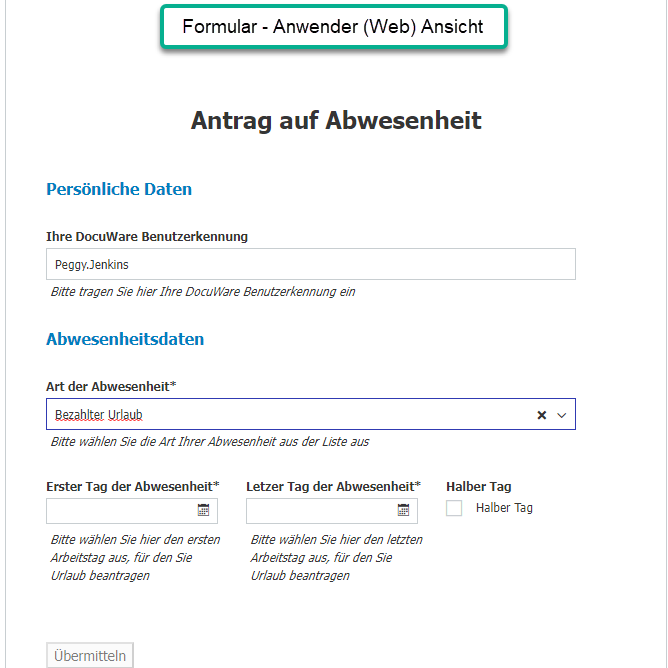 DocuWare Formulare - Websansicht